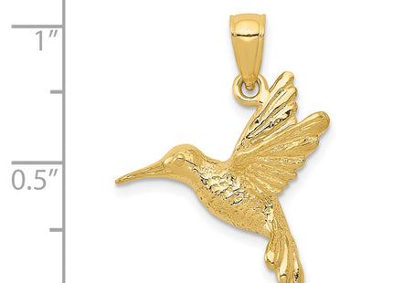 14K gold hummingbird pendant, another view