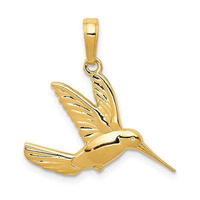 14K gold hummingbird pendant