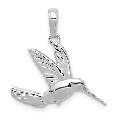 14K white gold hummingbird pendant