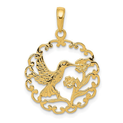 14K gold hummingbird pendant