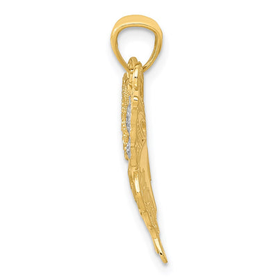 14K w/Rhodium Fancy Butterfly Pendant