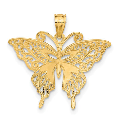 14K w/Rhodium Fancy Butterfly Pendant