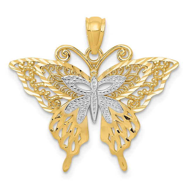 14k Yellow & Rhodium Pendants Style C3487 - Classique Jewelry Inc.