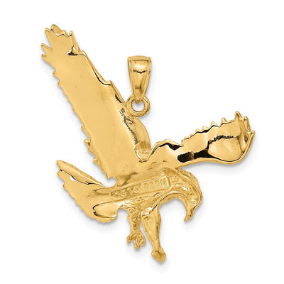14K Textured Eagle Landing Pendant