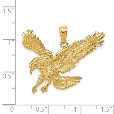 14K Textured Eagle Landing Pendant