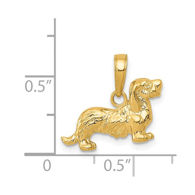 14K Long-Haired Dachshund Dog Pendant