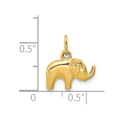 14K Elephant Charm, 15 x 13mm
