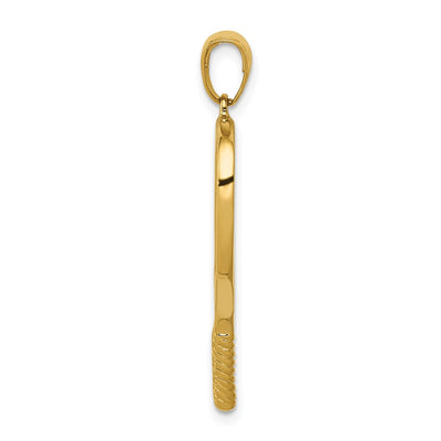 14K Solid Polished 3-D Tennis Racquet Pendant