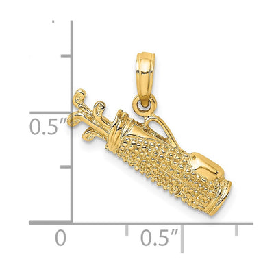 14K Golf Bag Charm, 5.7 x 22mm