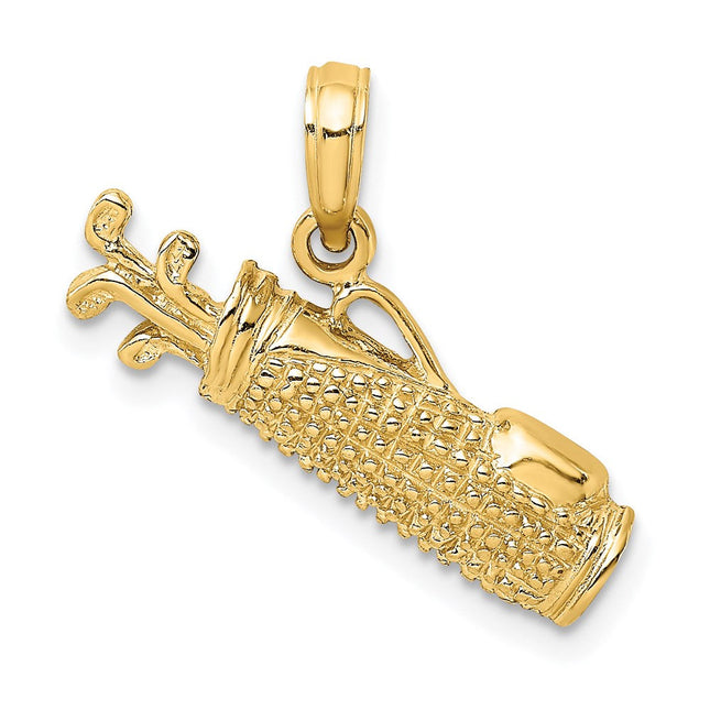 14k Golf Bag Charm, 5.7 x 22mm