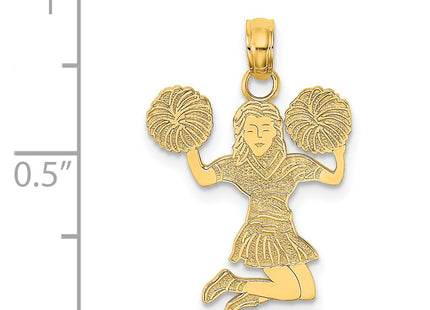 14k Cheerleader Jumping with Pom-Poms Charm