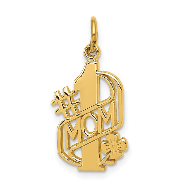 14k #1 Mom Charm, 22 x 21mm
