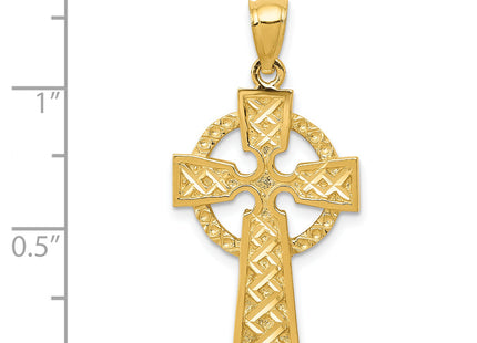 14k Diamond-cut Celtic Cross Pendant