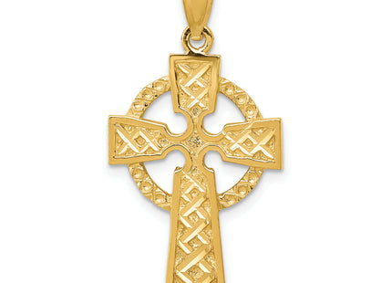 14k Diamond-cut Celtic Cross Pendant