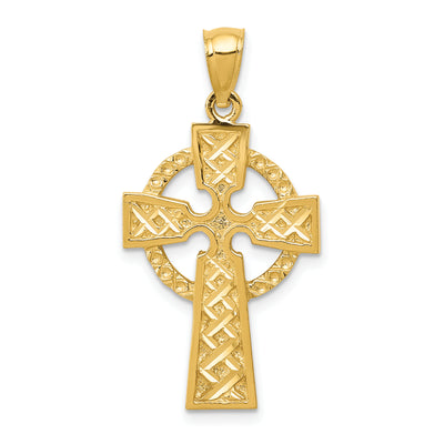 14K Diamond-cut Celtic Cross Pendant