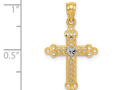 14K gold cross pendant, another view