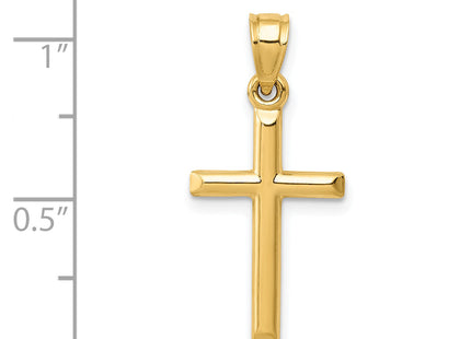 14k Polished Hollow Cross Pendant, 25 x 12mm