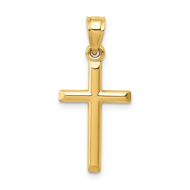 14k Polished Hollow Cross Pendant, 25 x 12mm
