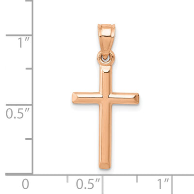 14K Rose Gold Polished Hollow Cross Pendant