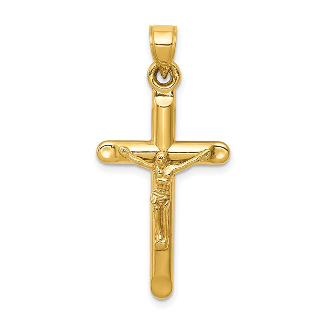 14k Hollow Crucifix Pendant, 36 x 17mm