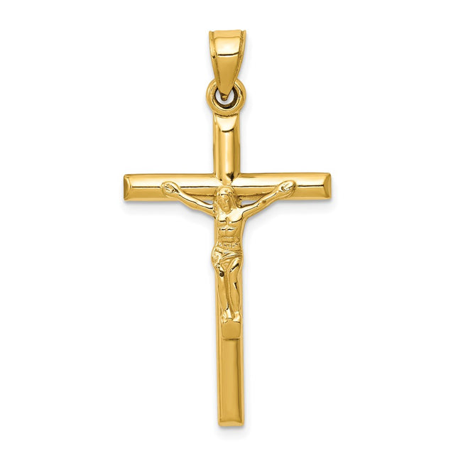 14k Hollow Crucifix Pendant, 39 x 20mm