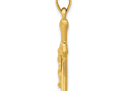 14K Reversible Crucifix Pendant, 30 x 16mm