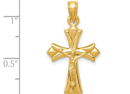 14K Reversible Crucifix Pendant, 30 x 16mm