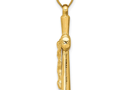 14K Hollow Crucifix Reversible to X Center Cross Pendant, view 2