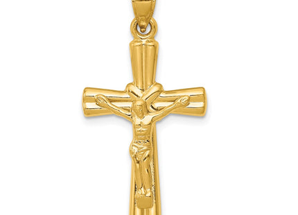 14K Hollow Crucifix Reversible to X Center Cross Pendant