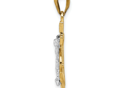 14k Two-tone Diamond-cut Mariner's Cross Pendant, 28 x 18mm