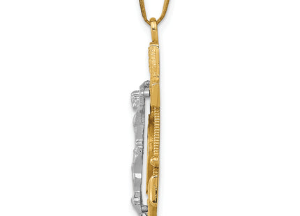 14k Two-tone Diamond-cut Mariner's Cross Pendant, 35 x 22mm