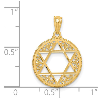 14K Filigree Star of David Pendant