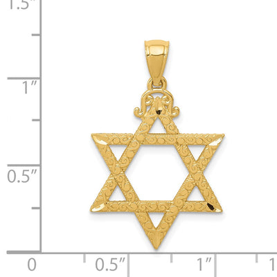 14K Diamond-cut Star of David Pendant