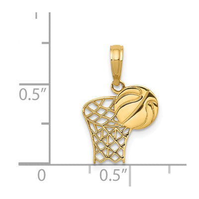 14K Basketball Hoop and Ball Pendant