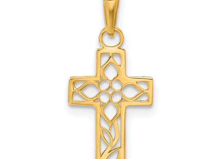 14k Diamond-cut Filigree Cross Pendant