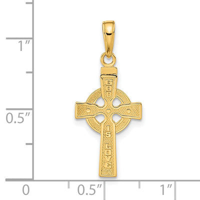 14K Reversible GOD IS LOVE Celtic Cross Pendant