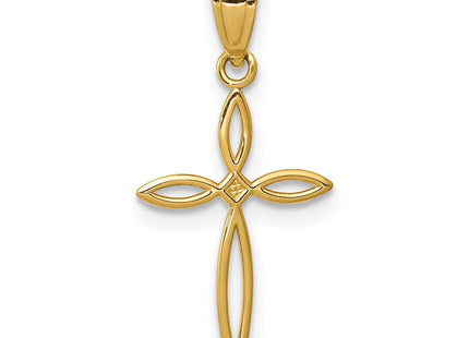 14K gold cross charm, further view