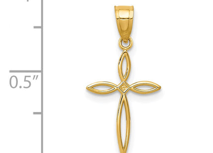14K gold cross charm, another view
