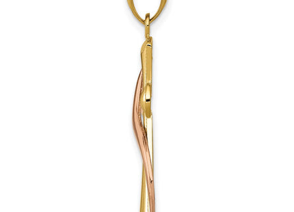 14K Two-Tone Polished Cross w/Drape Pendant (Style C3815)