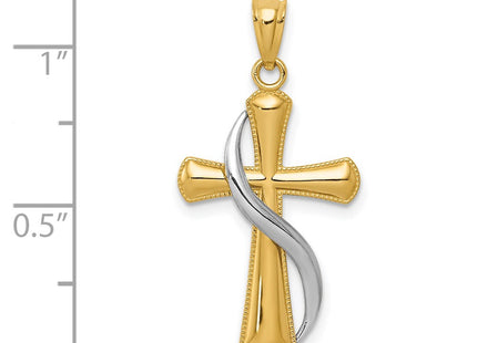 14K gold cross pendant, another view