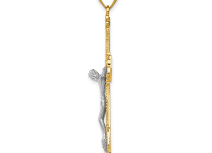 14k Two-tone Diamond Cut Crucifix Pendant (Style C3923)