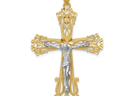 14k Two-tone Diamond Cut Crucifix Pendant (Style C3923)