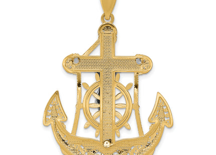 14k Two-tone Mariners Cross Pendant, 44 x 29mm