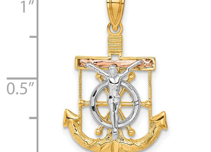 14K gold cross pendant, further view