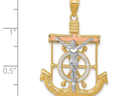 14K gold cross pendant, another view