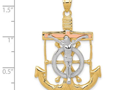 14K gold cross pendant, another view