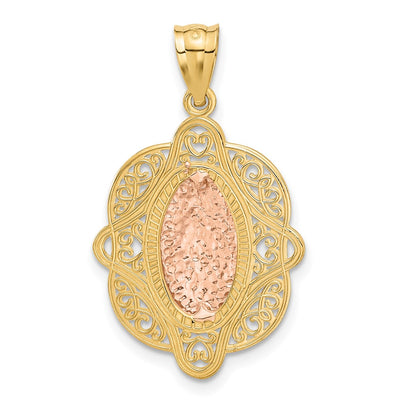 14K Two-tone Rose Virgin Mary Pendant