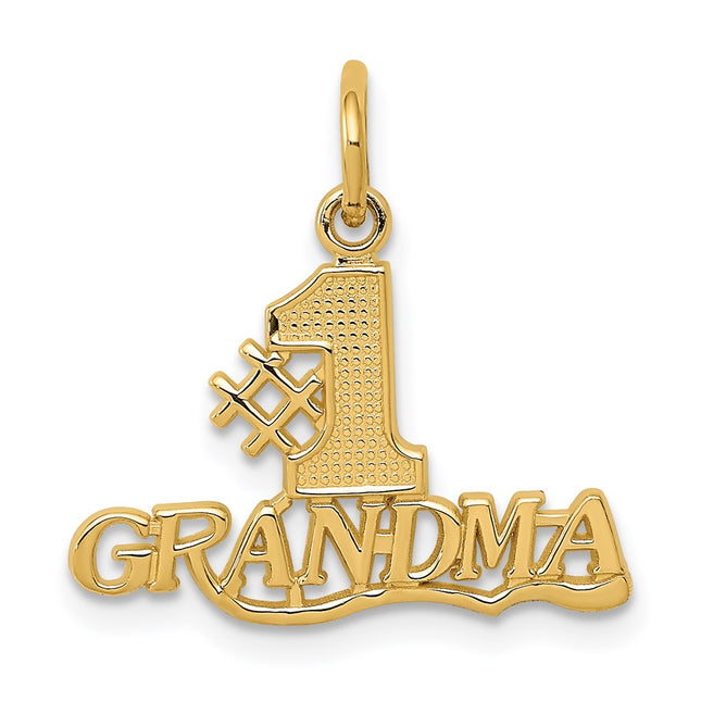 14k #1 Grandma Charm, 19 x 18mm