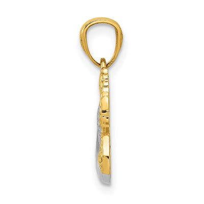 14K w/Rhodium Polished Dove w/Olive Branch Pendant