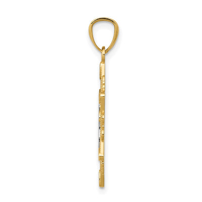 14K w/Rhodium Star of David Pendant